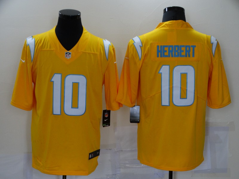 Men Los Angeles Chargers #10 Herbert yellow Vapor Untouchable Limited Player 2021 Nike NFL Jersey